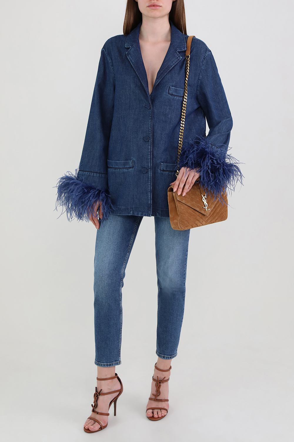 חולצת ג'ינס עם נוצות